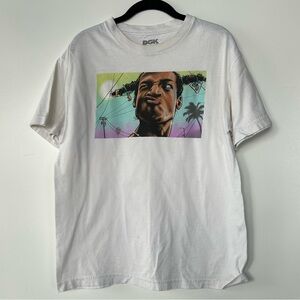 White Cotton Graphic Print Art Crew Neck Short Sleeve Men's T-Shirt
